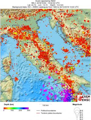 regional depth historical seismicity