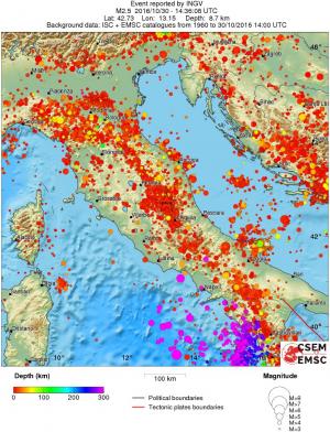 regional depth historical seismicity