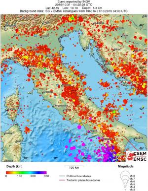regional depth historical seismicity