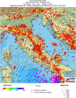regional depth historical seismicity