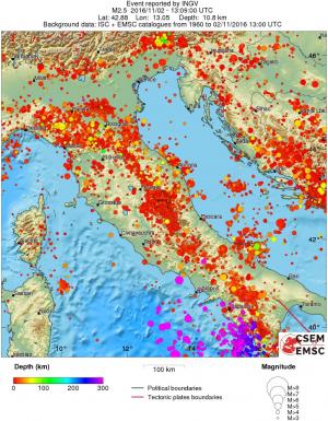 regional depth historical seismicity