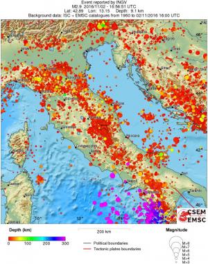 regional depth historical seismicity