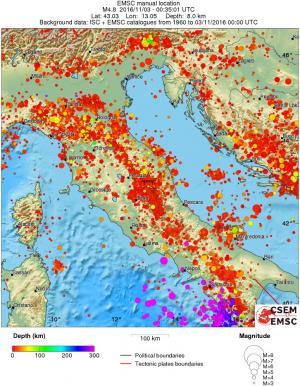 regional depth historical seismicity