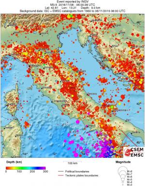 regional depth historical seismicity