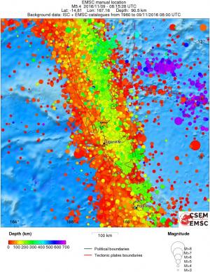 regional depth historical seismicity