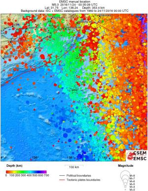 regional depth historical seismicity