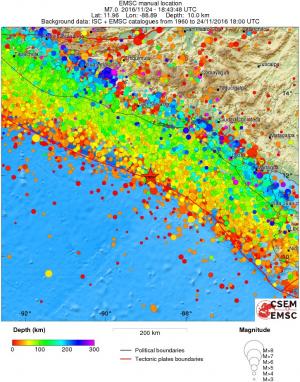 regional depth historical seismicity