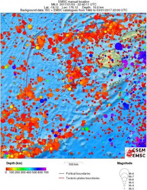 regional depth historical seismicity