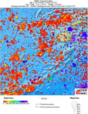 regional depth historical seismicity