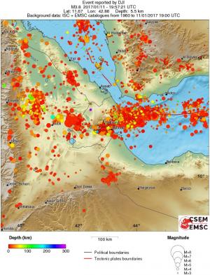 regional depth historical seismicity