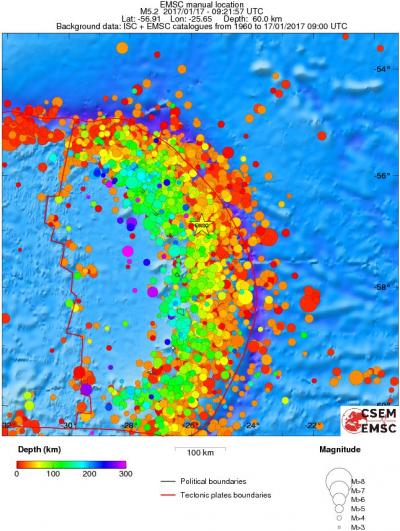 regional depth historical seismicity