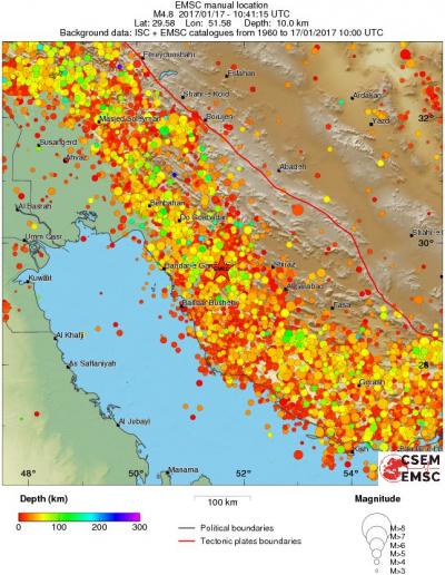 regional depth historical seismicity