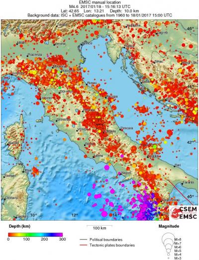 regional depth historical seismicity
