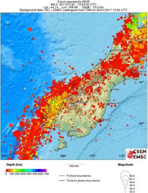 regional depth historical seismicity