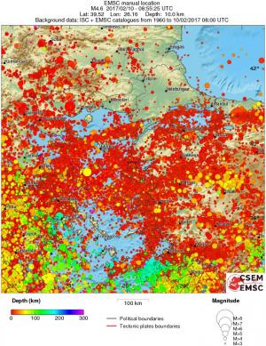 regional depth historical seismicity