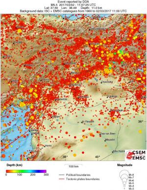 regional depth historical seismicity