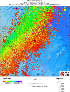 regional depth historical seismicity