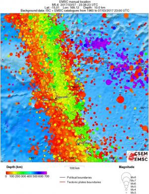 regional depth historical seismicity