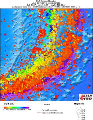 regional depth historical seismicity