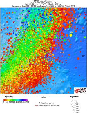 regional depth historical seismicity