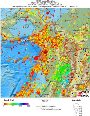 regional depth historical seismicity