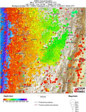 regional depth historical seismicity