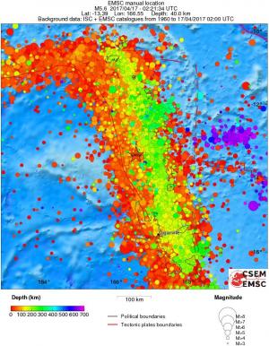 regional depth historical seismicity