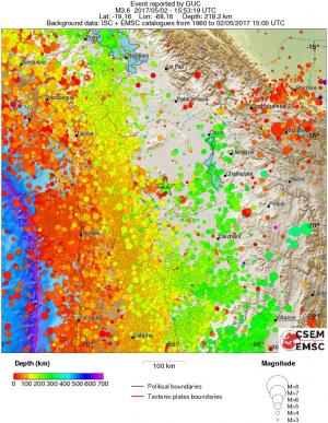 regional depth historical seismicity