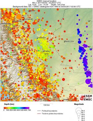regional depth historical seismicity
