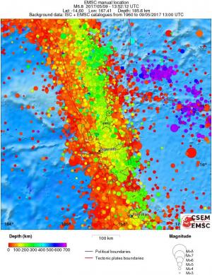 regional depth historical seismicity