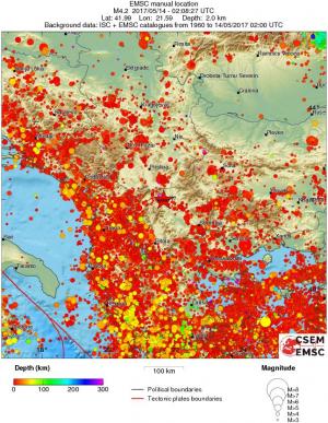 regional depth historical seismicity