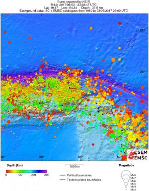 regional depth historical seismicity