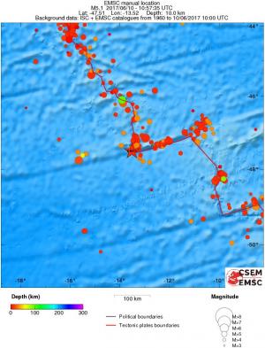 regional depth historical seismicity