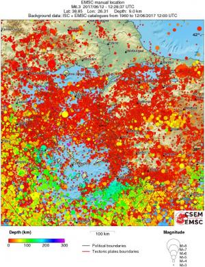 regional depth historical seismicity