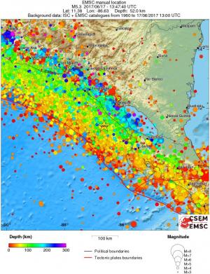 regional depth historical seismicity