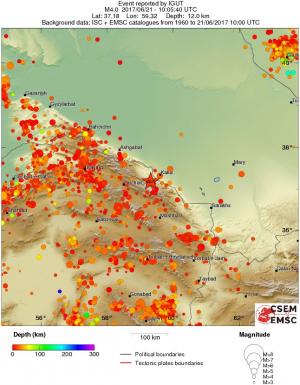 regional depth historical seismicity