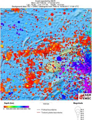 regional depth historical seismicity