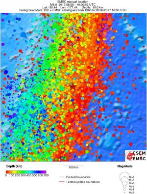 regional depth historical seismicity