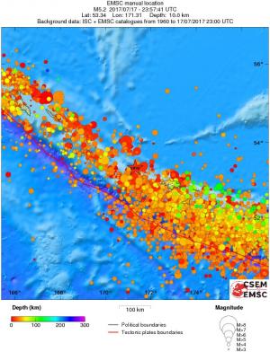 regional depth historical seismicity