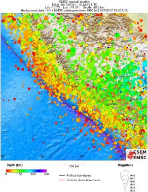 regional depth historical seismicity