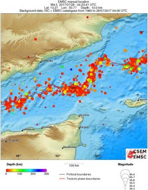 regional depth historical seismicity