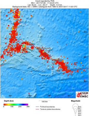 regional depth historical seismicity