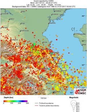 regional depth historical seismicity