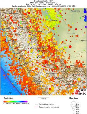 regional depth historical seismicity