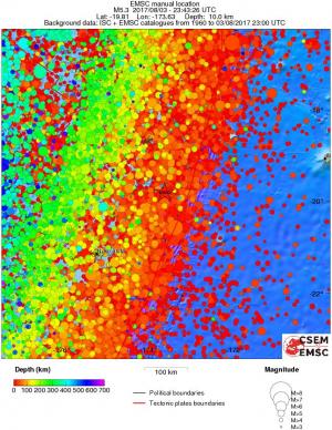 regional depth historical seismicity
