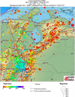 regional depth historical seismicity