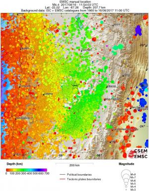 regional depth historical seismicity