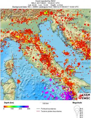 regional depth historical seismicity
