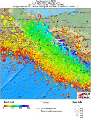 regional depth historical seismicity