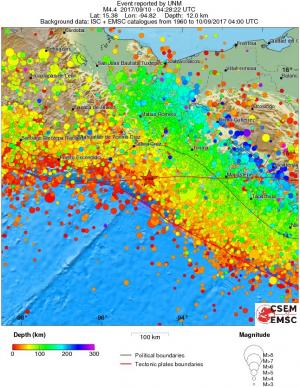 regional depth historical seismicity